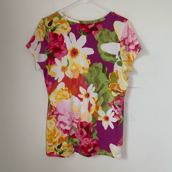 Isaac Mizrahi Live! Floral Scoop Neck Tee - Picture 3 of 5